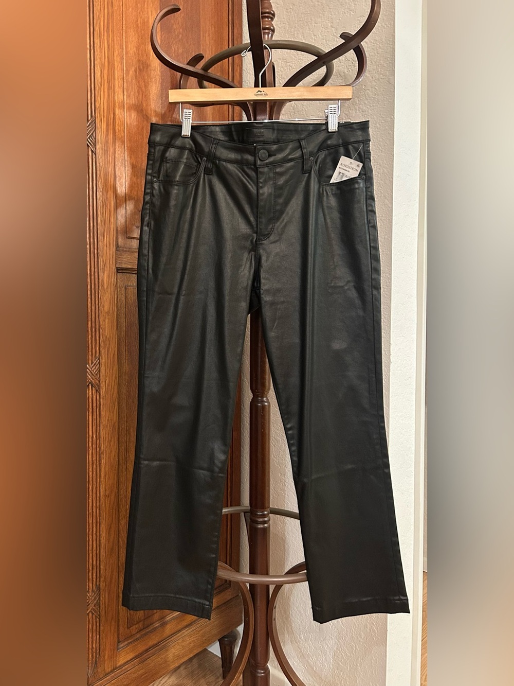 NWT Kut from the Kloth Black Mid-Rise Reese Ankle Faux Leather Pants